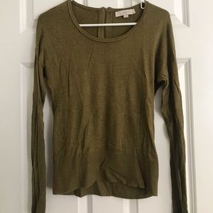 Loft Sweater size Small olive green color with zipper in back